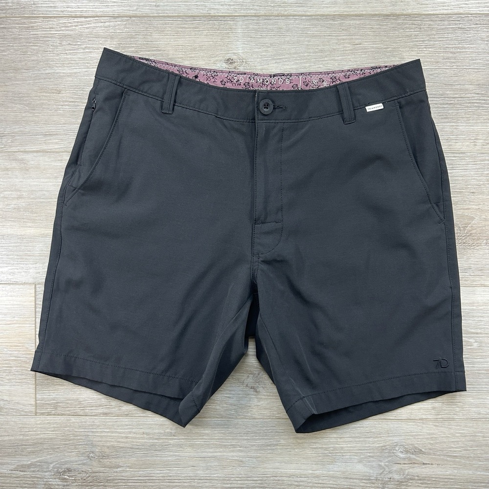 7 Diamonds Dynamic Performance Shorts Mens 32 Black Stretch Outdoor Golf